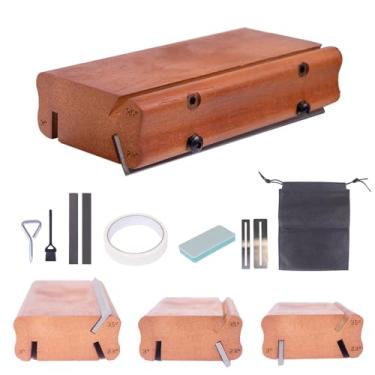Imagem de Arquivo de chanfradura de extremidade de nogueira de 3/23/35 graus - Ferramenta de curativo de traste de guitarra 3 em 1 - Kit Luthier com arquivo de traste, tiras de arquivo, conjunto de protetor de