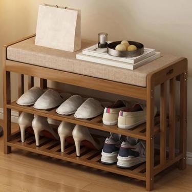 Imagem de Armazenamento De Sapatos De Entrada, Banquinho De Troca De Sapatos De Entrada Com Almofadas, Armário De Armazenamento De Sapatos De Bambu Para Corredor, Armário De Armazenam, One Color, 70CM