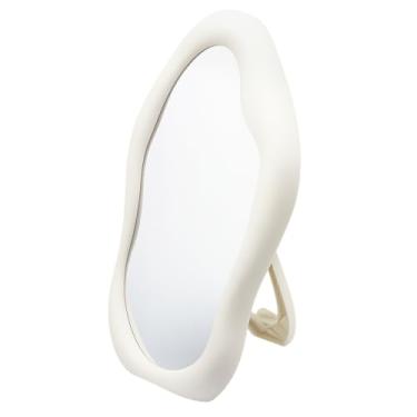 Imagem de TBWHL Espelho de maquiagem de mesa em forma de nuvem, portátil, dobrável, para viagem, espelho de mão para pendurar em pé, espelho de mesa de plástico ABS de 17 x 25 cm para maquiagem ou chuveiro