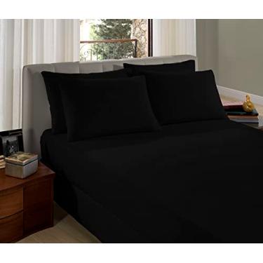 Imagem de Lençol de Malha Casal Com Elástico 100% Algodão. (Preto)