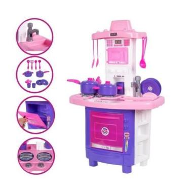 Imagem de Grande Cozinha Infantil Completa Sai Água Mini Fogão Forno - Pais & Fi