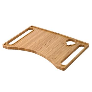 Imagem de Bandeja de caminhante, bandeja de mesa removível com suporte de copo para andadores, mesa de mobilidade de bambu para a maioria dos andadores dobráveis padrão, acessórios portáteis para idosos, fácil