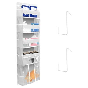 Imagem de LCZNXJJY Organizador de sapatos de 5 camadas sobre a porta, sacos de armazenamento pendurados com bolsos de malha respirável, suporte para pendurar no armário, organizador de fraldas de bebê de grande