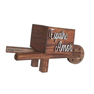 Imagem de carriola de madeira pinus com plantinha(espalhe amor)