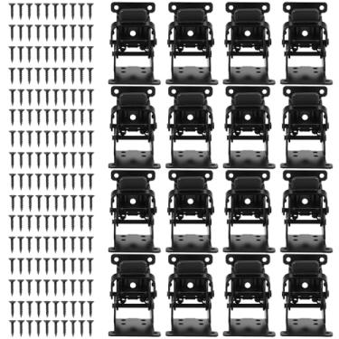 Imagem de LZVXTYM 16 peças de suportes dobráveis, dobradiças autotravantes com parafusos e almofadas antiderrapantes, suporte de extensão ajustável para pernas de móveis de mesa/cama/mesa