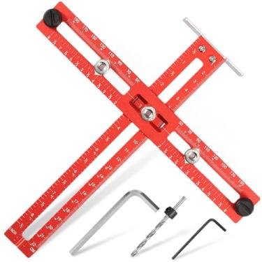 Imagem de Gabarito de ferragens de armário para marcenaria, gabarito de alça de armário ajustável, ferramentas de instalação de gabinete de liga de alumínio, régua de linha de marcação com marcação clara para