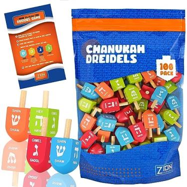 Imagem de Zion Judaica Colored Wooden Dreidels 1.75" Medium Size Driedel Bulk Pack Drydels in a Ziplock Bag Bulk Pack Colorful Dreidels Spinning Tops Chanukah Game Driedels for Kids Traditional Hanukkah Toy