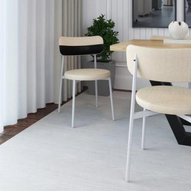 Imagem de Conjunto 2 Cadeiras de Jantar Kyta Tecido Mesclado Est.Branca - Metali