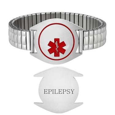 Imagem de Zircobic Pulseira unissex ajustável de alerta médico | Pulseira de identificação médica de emergência com fonte clara | Gravação frontal e traseira personalizável | Joias elegantes com alerta de saúde