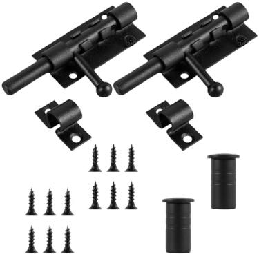Imagem de ZJMCAJY 2 peças de trava deslizante de aço inoxidável trava de porta resistente parafuso de barril trava deslizante para porta trava de portão para portas externas galpões portas de celeiro cercas
