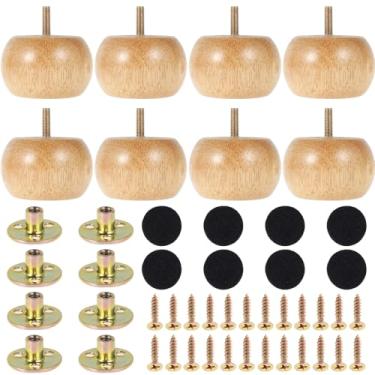 Imagem de XYDHQS 8 peças de pés de coque para móveis, pés de móveis de borracha sólida, pernas de móveis DIY com parafusos M8, pernas de substituição de cadeira de madeira para sofá-cama cômoda