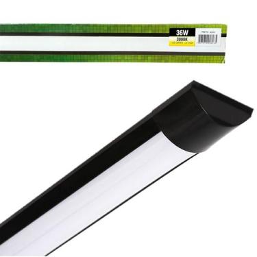 Imagem de Kit 5 Luminaria Preta 36w Sobrepor Slim 100cm Branco Quente 3000k - TA