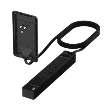 Imagem de LIDER Extensor De Tomada Com Proteção Contra Surtos, Filtro De Linha Com 4 Tomadas, Porta Usb Tipo A De 21 W E 2 Portas Usb Tipo C, Plugue De Placa De Parede Ultrafino Com Extensor De Cabo, Face Pla