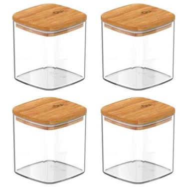 Imagem de Kit Com 4 Potes Herméticos Keep 150Ml Com Tampa De Bambu - OU