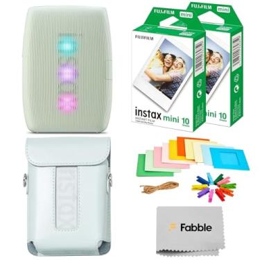 Imagem de Fujifilm Impressora para smartphone Instax Mini Link 3 – Pacote verde sálvia com uma capa protetora combinando, pacote duplo de filme instantâneo (20 folhas), molduras para fotos penduradas e pano de