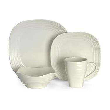 Imagem de Mikasa Conjunto de 4 peças quadrado branco redemoinho, serviço para 1