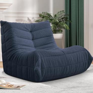 Imagem de Cansunna Bean Bag Cadeira Big Sofa Beanbag Cadeira para Adultos Cadeira Fireside Puff com Espuma de Memória para Casa, Apartamento ou Local de Jogos (Pelúcia Azul)