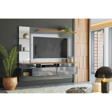 Imagem de Painel Intense p/ Tvs Até 55``  c/ Gaveteiros e Prateleiras Suporte para Itens - Cinza Perolizado/Tauari