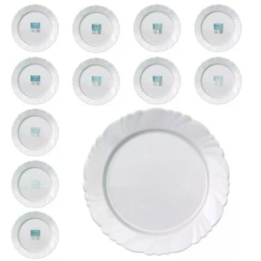 Imagem de Jogo De Pratos De Vidro Temperado | Prato Raso Branco Super Resistente | Kit Com 4, 6 Ou 12 PeçAs | Ideal Para Micro-Ondas, Freezer E Lava-LouçAs | Design Moderno E Atemporal(12 Peças)