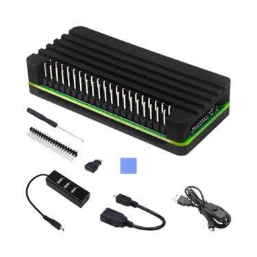 Imagem de Kit de capa de alumínio Pi Zero 2 W com resfriamento passivo, hub OTG USB de 4 portas, adaptador mini HDMI, cabo de interruptor de alimentação, conector de pino, cabo OTG e chave de fenda (placa não