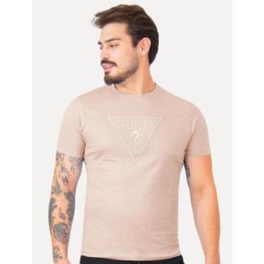 Imagem de Camiseta Guess Masculina Embroidered Logo Full Rosé-Masculino