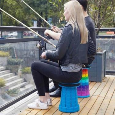 Imagem de Banqueta Dobrável Banco para Camping Cadeira Senta Pesca Acampamentos 