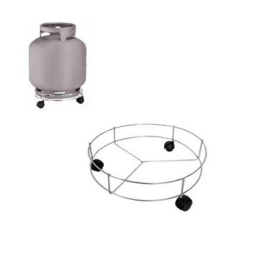 Imagem de Suporte para botijao de gás cromado com rodinhas - ALTAIR, Cinza Claro