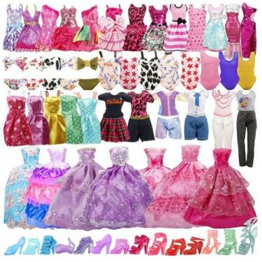 Imagem de Conjunto de roupas para bonecas Barbie de 30 cm - pacote de 35, feito 