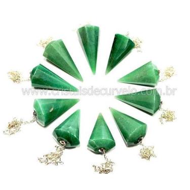 Imagem de 10 Pêndulos de Quartzo Verde Facetado - Atacado - REFF PA4649 - Crista