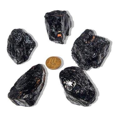 Imagem de 10 Pedras Naturais de Turmalina Preta - 70 a 80g - Média 6cm - Tipo B 