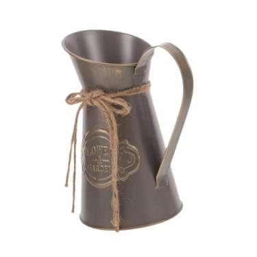 Imagem de Generic Jarro rústico para flores artificiais, plantador de metal, jarro, vaso de fazenda para cozinha, arranjos de flores de casamento, Cinza