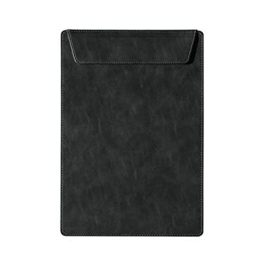 Imagem de Bolsa de documentos de couro para conferências pasta de negócios A4 com inserção de caneta oculta prancheta multifuncional para escritório, suporte de documentos escolares (preto)