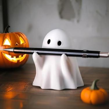 Imagem de OFDNE Estatueta de fantasma de Halloween - Estátua assustadora de resina para canetas, decoração fofa para decoração de Halloween em ambientes internos, alpendres engraçados e presentes de decoração