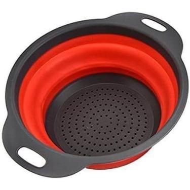 Imagem de Escorredor Multiuso de Silicone 24cm Redondo Dobrável Retrátil para Macarrão, Massas e Legumes – Moderno