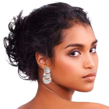 Imagem de Brincos de Pressão Argola Texturas Prateado Fashion Festas - anjo da m