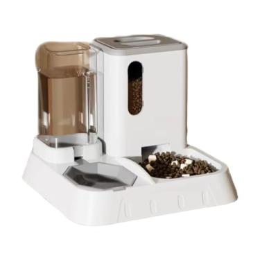 Imagem de Bebedouro Com Comedouro Automático Gravidade Pet 1.3L Agua 1.2Kg Racao Plastico Azul Cinza Rosa Fácil Limpeza Casa Bebedouro Para Gatos (Cinza)