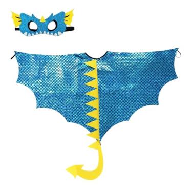 Imagem de Dynwave Capa infantil de dinossauro, capa de dragão, roupa cosplay, de Natal chique para o feriado, Azul