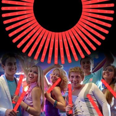 Imagem de Foam Glow Sticks Bulk, 30 PCS Red Light Up Foam Sticks 3 Modes, Glow Party Supplies for Wedding,Raves, Carnival, Concert, 4th of July, Halloween, Christmas, New Year