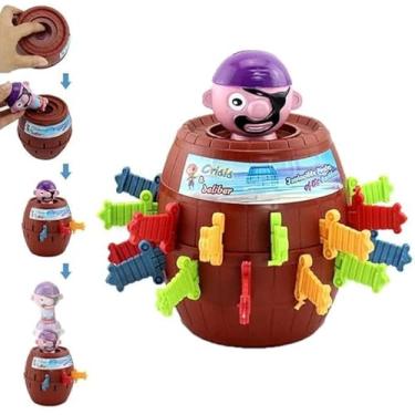 Imagem de Brinquedo Infantil Pula Pirata Jogo Barril Grande - Divertido e Interativo para Crianças e Família (Grande)