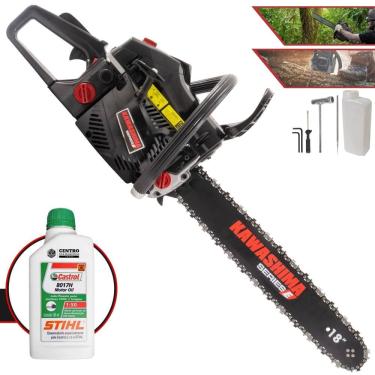 Imagem de Motosserra Motor Serra KCS520E Kawashima À Gasolina Motor 2T 50,8cc Sabre 18’` de Fácil Manuseio Ideal Para Corte de Lenha + ÓLEO STIHL