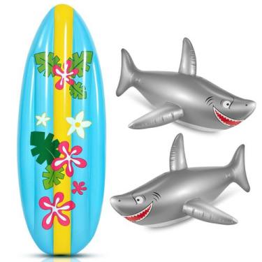 Imagem de Prancha de surf inflável e decoração Shark Luau Cunhill