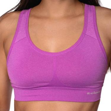 Imagem de Top Selene Sem Costura Poliamida Macia Sem Bojo Reforçado Nadador Alta