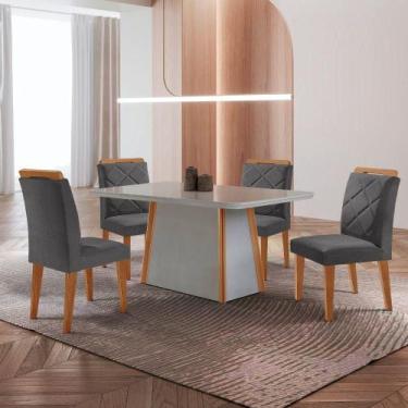 Imagem de Mesa De Jantar Diane E 4 Cadeiras Melissa Moderna Mo... Veludo Grafite