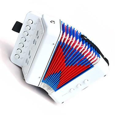 Imagem de RiToEasysports Brinquedo Acordeão Instrumento Musical Infantil Com 7 Teclas Tônicas para Crianças, Vários Cenários Aplicáveis, Material Plástico (Branco)