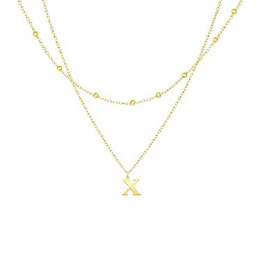 Imagem de Tenyux Colares femininos com inicial banhada a ouro 18 K – Colar delicado com pingente de letra minúscula A-Z, colar de nome personalizado, joia de ouro delicada para presente, Banhado a ouro, Banhado