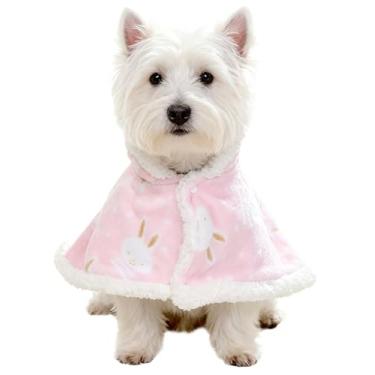 Imagem de Tamanho pequeno a grande, casaco de inverno para cães com chapéu, cobertor de capa espessa para gatinhos, camisola de animais de estimação para cães pequenos e médios (PinkBunny, G: peso recomendado