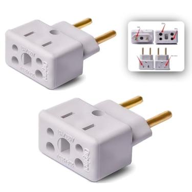Imagem de Kit 02 Adaptadores Tomada Bob Esponja Benjamin 10A / 20A – Plug Pino Grosso 250 V – Bivolt 110V-220V – Adaptador Premium para Eletrodomésticos, Carregadores, Computadores, Secadores, Airfryer