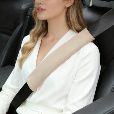 Imagem de GELVTIC Capas de cinto de segurança de carro para adultos crianças cinto de segurança de couro macio almofada de ombro protetor de almofada de pescoço acessórios de carro confortáveis caminhão SUV mochila de avião (SC01Blue-9"-1 pacote)