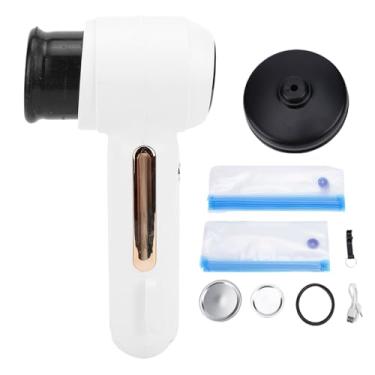 Imagem de Fabater Máquina Seladora a Vácuo, Seladora Portátil Compacta para Alimentos Com 10 Sacos a Vácuo Reutilizáveis ​​e 10 Tampas de Frasco de Vidro para Preparação de Refeições Frescas (WHITE)