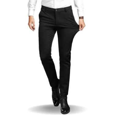 Imagem de Calça Social Masculina Oxford Preto Esporte Fino Jordhan, Preto, 40